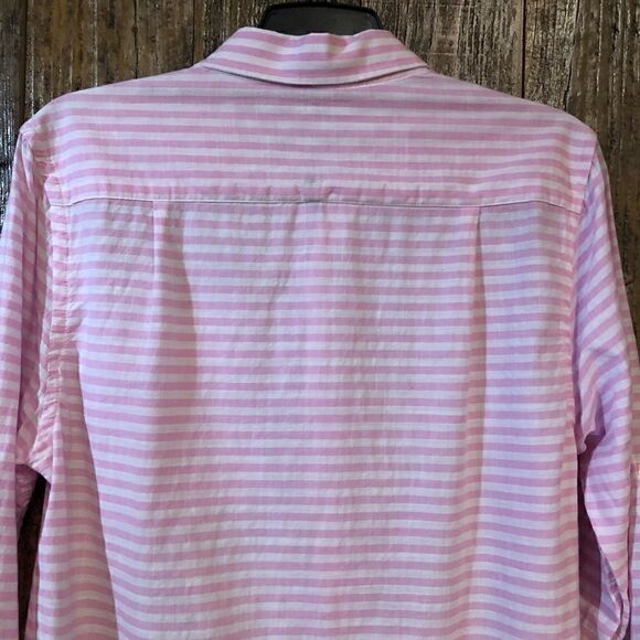 Heritage Sz M Pink White Classic Stripe Slim Fit Button Down Shirt - Picture 5 of 9